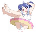  1girl ass blue_archive breasts donut_innertube double_bun feet fubuki_(blue_archive) fubuki_(swimsuit)_(blue_archive) hair_bun innertube min645251026530 one-piece_swimsuit pink_eyes school_swimsuit simple_background sketch small_breasts swim_ring swimsuit white_background white_one-piece_swimsuit 