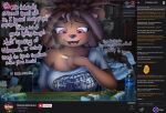 anthro bear bombay_(artist) cigarette clothed clothing dreadlocks female frenlivet_(bombay) hi_res large_shirt livestream looking_at_viewer mammal oversized_clothing oversized_topwear shirt smoking smoking_cigarette solo stream_chat t-shirt topwear