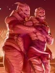 3d_(artwork) absurd_res alien belly bioware bodypaint bulge clothed clothing digital_media_(artwork) duo electronic_arts erection eyes_closed genitals hand_on_belly hand_on_chest hi_res intraspecies kagekave male male/male mass_effect muscular muscular_male nude one_eye_closed open_mouth outside overweight overweight_male partially_clothed penis penis_poking_out penis_through_leghole size_difference sollas standing teeth turian underwear underwear_down verros