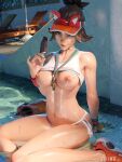 1girl absurdres breasts highres kiriko_(overwatch) lifeguard_kiriko nianbingzi nipples overwatch solo 