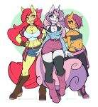 2025 5_fingers ambris anthro apple_bloom_(mlp) biped blush boots bottomwear bra breasts choker circlet clenched_teeth clothed clothed_anthro clothed_female clothing collarbone digital_media_(artwork) ear_piercing ear_stud earth_pony equid equine eyebrows eyelashes female fingers footwear friendship_is_magic fully_clothed fully_clothed_anthro fully_clothed_female fur gloves green_eyes group hair handwear hasbro hi_res high_heeled_boots high_heels horn horse jewelry legwear looking_at_viewer mammal multicolored_hair my_little_pony mythological_creature mythological_equine mythology navel necklace nipple_outline open_clothing open_mouth open_shirt open_smile open_topwear orange_body orange_fur pants pegasus piercing pink_hair pony purple_eyes purple_hair purple_tail red_eyes red_hair red_tail scootaloo_(mlp) shirt shoes simple_background skirt smile sweater sweetie_belle_(mlp) tail teeth thick_thighs thigh_highs tongue topwear trio two_tone_hair underwear unicorn white_body white_fur wings yellow_body yellow_fur