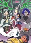  3boys 3girls adversarial_noise akemi_homura akemi_homura_(cosplay) amate_yuzuriha aqua_eyes beard bindi black_hair blonde_hair blue_hair bow breasts challia_bull char_aznable choker closed_eyes colored_inner_hair commentary_request conch_(gundam) cosplay dark-skinned_female dark_skin delraich66 double_bun dreaming dress facial_hair gloves gundam gundam_gquuuuuux hair_bow hair_bun haro headless highres kaname_madoka kaname_madoka_(cosplay) kyubey kyubey_(cosplay) lalah_sune long_hair looking_at_viewer magical_girl mahou_shoujo_madoka_magica mask mecha_pilot_suit miki_sayaka miki_sayaka_(cosplay) multicolored_hair multiple_boys multiple_girls mustache normal_suit_(gundam) nyaan_(gundam_gquuuuuux) open_mouth purple_hair red_eyes red_hair ribbon rx-78-2_gundam sakura_kyoko sakura_kyoko_(cosplay) science_fiction short_hair shuji_ito skirt speech_bubble thought_bubble tomoe_mami tomoe_mami_(cosplay) trap two-tone_hair white_gloves yellow_eyes zeon 