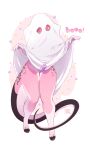 absurd_res artist_name black_markings black_tail erection front_view full-length_portrait genitals ghost_costume glans hair hi_res male markings obscured_eyes penis pink_hair pink_tail portrait purple_penis qr_code solo sonyan tail text unusual_anatomy unusual_genitalia unusual_penis white_body white_tail