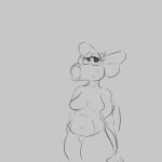 absurd_res anthro belly big_belly big_butt birdo birdo_(character) bow_ribbon breasts butt eyelashes female front_view heelipmo hi_res looking_at_viewer mario_bros nintendo nude overweight sagging_breasts slightly_chubby solo tail thick_thighs wide_hips