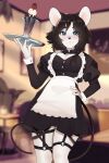 apron breasts cafe clothing dessert female food frilly hi_res ice_cream maid_cafe maid_uniform mammal murid murine plate rat rodent serving_tray sevesiya solo thigh_strap uniform