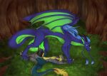 anonymous_artist anthro azazelek blue_body blue_hair blue_scales bodily_fluids brom_(sahurus) claws cum dragon duo eastern_dragon fangs feral forest fur genital_fluids genitals glowing glowing_cum grass green_body green_fur green_scales grey_body grey_fur hair hi_res horn hyper hyper_genitalia male male/male mythological_creature mythological_scalie mythology paws penetration penile penile_penetration penis penis_in_penis plant red_eyes scales scalie sergal sex smile smirk tail tail_tuft teeth tree tuft unusual_bodily_fluids unusual_cum unusual_genital_fluids urethral urethral_penetration whiskers wings yellow_body yellow_fur