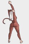 anthro back_dimples big_butt breasts brown_body brown_fur butt butt_dimples colored colored_sketch digital_drawing_(artwork) digital_media_(artwork) dimple female fur hair hand_in_air haplorhine hi_res light lighting long_hair looking_away mammal monkey nude perfecthorizon primate rear_view shaded simple_background sketch solo standing stretching tail white_hair wide_hips
