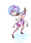  bad_id bad_pixiv_id danball_senki earmuffs eu_(pixiv1909) fur_trim kawamura_ami kunoichi_(danball_senki) open_mouth purple_eyes purple_hair short_hair solo thighhighs zettai_ryouiki 