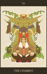  antonio_lopez brown_hair chest_hair dark_skin dark_skinned_male drill dual_persona green_eyes hands_on_hips highres horns indian_style jacket male_focus multiple_boys power_armor ramta rock_bison sitting superhero tarot the_chariot tiger_&amp;_bunny 