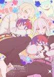  2boys absurdres alfred_(fire_emblem) black_pants blonde_hair character_doll cosplay doll fire_emblem fire_emblem_engage green_eyes grey_hair highres male_alear_(fire_emblem) multiple_boys pants prince rafal_(fire_emblem) red_eyes rororotsu sommie_(fire_emblem) sommie_(fire_emblem)_(cosplay) 