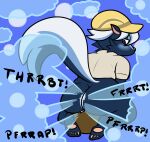 absurd_res ambiguous_gender animal_crossing anthro big_butt blue_body blue_fart_cloud blue_fur blush butt clothing derpaggedon duo facesitting fart fart_cloud fart_fetish farting_on_another farting_on_face flat_cap fur hat headgear headwear hi_res human kicks_(animal_crossing) male male/ambiguous mammal mephitid nintendo onomatopoeia pawpads paws pink_nose pink_pawpads purple_eyes raised_tail simple_background sitting_on_another skunk sound_effects striped_skunk stripes tail tan_clothing text unusual_fart villager_(animal_crossing)
