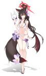  1girl absurdres animal_ear_fluff animal_ears bead_bracelet beads bikini blue_archive blush bracelet breasts cleavage colored_inner_hair commentary_request flower fox_ears fox_girl fox_mask fox_tail full_body hair_between_eyes hair_flower hair_intakes hair_ornament halo highres holding holding_mask jewelry large_breasts long_hair looking_at_viewer mask multicolored_hair navel official_alternate_costume official_alternate_hairstyle open_mouth red_hair red_halo simple_background smile solo standing string_bikini swimsuit tail tail_flower tail_ornament thigh_strap thighs very_long_hair wakamo_(blue_archive) wakamo_(swimsuit)_(blue_archive) white_background white_bikini yaho_(a01085748817) yellow_eyes 