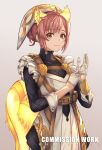  1girl absurdres animal_ears commission cowlick fire_emblem fire_emblem_heroes glowing_ears glowing_tail highres ra_torens ratatoskr_(fire_emblem) squirrel_ears squirrel_girl squirrel_tail tail vgen_commission white_wrist_cuffs wrist_cuffs 