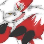  angry fur konbu markings nintendo pok&#233;mon pok&eacute;mon red_markings solo tongue video_games white_fur yellow_eyes zangoose 