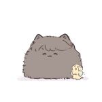  :3 ^_^ animal animal_focus animalization ao_kaeru blue_eyes cat closed_eyes closed_mouth dog fluffy fujishima_megumi highres link!_like!_love_live! love_live! no_humans open_mouth osawa_rurino oversized_animal simple_background size_difference virtual_youtuber white_background 