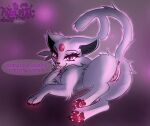 anus astralia_(art) butt claws dialogue eeveelution espeon female feral fluffy forehead_gem fur gem generation_2_pokemon genitals hi_res licking looking_at_viewer nintendo pawpads paws pink_body pink_fur pokemon pokemon_(species) rear_view self_lick simple_background solo speech_bubble tail teasing text tongue tongue_out vulva watermark