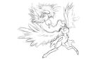 anthro aura fan_character feathered_wings feathers hi_res hooves horn hoshi_kodomo hybrid kira_(angel)_(hoshikodomo) kira_(hoshikodomo) long_tail male sketch tail waddling_head wings