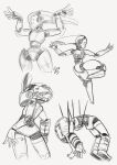 2025 5_fingers absurd_res android blackboltlonewolf disney drossel_von_flugel_(fireball) duo faceless_character female fingers fireball_(disney) greyscale hi_res humanoid lady_ariadne_(fireball) machine monochrome mouthless multiple_images not_furry pose robot robot_humanoid signature simple_background sketch standing white_background