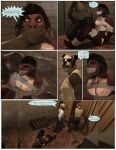 3d_(artwork) american_bulldog anthro basement bdsm bondage bound bound_and_gagged bulldog canid canine canis chuckwalla clothed clothing comic daz_studio_(artwork) dialogue digital_media_(artwork) domestic_dog door gag gagged gp_holden group hi_res iguanid inside lizard male mammal mastiff molosser perturbedmania reptile rug scalie sitting solo solo_focus struggling tape tape_bondage tape_gag trio unfinished_basement walking