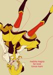  bad_id bad_pixiv_id blonde_hair closed_eyes mahou_shoujo_madoka_magica mochizuki_kei red_string solo string thighhighs tomoe_mami upside-down 