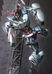  absurdres blue_eyes cable commentary_request gquuuuuux gundam gundam_gquuuuuux hayatefseiei heat_hawk highres machinery mecha mecha_focus mobile_suit no_humans realistic robot science_fiction shield solar_panel space v-fin zero_gravity 