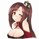  bad_id bad_pixiv_id bare_shoulders blazblue bra breasts brown_hair china_dress chinese_clothes cleavage cleavage_cutout dress hair_ornament halterneck lao_jiu large_breasts lingerie litchi_faye_ling long_hair one_eye_closed oyaji-sou panda ponytail red_eyes smile solo underwear upper_body very_long_hair 