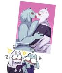 2025 anthro arm_grab big_breasts big_butt blush bodily_fluids boss_monster_(undertale) bovid breast_squish breasts breasts_frottage butt caprine clothed clothing confusion digital_drawing_(artwork) digital_media_(artwork) duo electronics female female/female floppy_ears french_kissing fur goat hi_res horn huge_breasts kissing mammal mooncheese nose_to_nose nude nude_female overweight overweight_female partially_clothed_female phone question_mark selfcest social_media square_crossover squish sssonic2 sweat thick_thighs toriel undertale undertale_(series) watching_video white_body white_fur