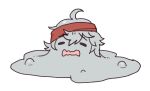  1girl ahoge bandana g11_(girls&#039;_frontline) girls&#039;_frontline girls&#039;_frontline_2:_exilium grey_hair hair_between_eyes highres mechty_(girls&#039;_frontline_2) melting nikukabe open_mouth red_bandana simple_background solo white_background 