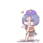  blue_eyes blue_hair blush_stickers hat inishie jiangshi miyako_yoshika ofuda outstretched_arms pale_skin short_hair solo star tears touhou zombie_pose 