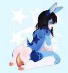 anal anal_penetration anthro arm_tuft black_hair blue_body blue_fur breasts dildo dildo_in_ass dildo_insertion dildo_sitting elbow_tuft female female_anthro fur hair hi_res lagomorph leg_tuft leporid long_ears long_hair mammal narrowed_eyes nipples nude object_in_ass open_mouth orange_eyes orange_nipples orange_pawpads pawpads penetration rabbit sex_toy sex_toy_in_ass sex_toy_insertion solo sonyan teeth tuft white_body white_fur