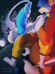 3:4 abs anthro big_penis bodily_fluids canid canine canis cum dancing domestic_dog excessive_cum excessive_genital_fluids genital_fluids genitals hi_res huge_penis hyper hyper_genitalia hyper_penis kooper_(koopershiba) male mammal muscular penis pole pole_dancing reymon_comander solo