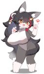 2025 3:5 3_toes 4_fingers absurd_res accessory alternate_species anthro anthrofied arms_bent bangs barefoot big_breasts biped black_ears black_hair black_nose black_tail blush breasts camel_toe canid canine canis clothing cute_fangs digital_media_(artwork) eyebrow_through_hair eyebrows eyelashes fangs feet female fingers full-length_portrait fur gloves_(marking) grey_body grey_fur grey_inner_ear hair hair_accessory handpaw heart_symbol hi_res highlights_(coloring) hololive huge_breasts inner_ear_fluff japanese_description kemono leg_markings leotard long_hair mammal markings multicolored_body multicolored_fur multicolored_hair navel_outline nipple_outline ookami_mio open_mouth open_smile orange_eyes pawpads paws pink_mouth pink_pawpads pink_tongue ponytail portrait pupils red_highlights shaded short_stack side_boob simple_background smile smiling_at_viewer socks_(marking) solo standing tail tail_around_leg teeth thick_thighs three-quarter_view toes tongue translucent translucent_hair tuft two_tone_body two_tone_fur two_tone_hair vtuber white_background white_body white_clothing white_fur white_inner_ear_fluff white_leotard white_pupils white_sclera wide_hips wolf zazami_d