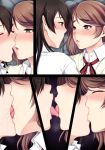  2girls bed blush french_kiss kirino_itsuki kiss lying multiple_girls original_drawing saliva school_uniform tongue yuri 