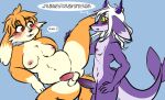 ag-zyle anthro atlyss big_penis blonde_hair blush bodily_fluids breasts bukopanda butt dripping duo eyewear fish floppy_ears freckles fur genital_fluids genitals glasses gynomorph hair imp intersex intersex/male lagomorph male mammal marine nipple_piercing nipples penis piercing poon_(atlyss) precum precum_drip purple_body rahli raised_leg sex shark shark_tail slightly_chubby small_but_hung speech_bubble text white_hair yellow_body yellow_fur