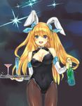  :d aizawa_hikaru alcohol animal_ears black_legwear blonde_hair blue_eyes blush breasts bunny_ears bunnysuit cleavage cleavage_cutout detached_sleeves hairband large_breasts long_hair looking_at_viewer martini microsoft nove_(legge) open_mouth pantyhose silverlight smile solo thigh_gap tray waitress 