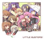  6+girls black_hair blonde_hair blue_eyes blue_hair bow brown_eyes brown_hair cat everyone futaki_kanata hair_bobbles hair_ornament hair_ribbon inohara_masato japanese_clothes kamikita_komari kurugaya_yuiko lennon little_busters! long_hair miyazawa_kengo multiple_boys multiple_girls naoe_riki natsume_kyousuke natsume_rin nishizono_mio noumi_kudryavka pink_bow plaid plaid_skirt ponytail purple_hair red_eyes ribbon ryuuga_nanamaru saigusa_haruka sasasegawa_sasami school_uniform short_hair side_ponytail silver_hair skirt striped striped_legwear thighhighs tokido_saya umbrella 