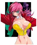  breast_clinging breasts bright_pupils green_eyes jacket kimura_takahiro large_breasts lilia_milcrabe multiple_girls narrow_waist navel nude pink_hair raika_grace seela_mcclegg shiny viper viper_f40 zipper 