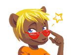  blonde_hair blue_eyes brown_fur eyewear fur hair male mongoose plain_background solo star sunglasses transparent_background unknown_artist 