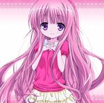  artist_request blush casual hakamada_hinata highres long_hair official_art pink_eyes pink_hair rou-kyuu-bu! smile solo very_long_hair 