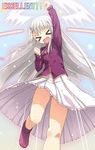  dress fate/stay_night fate_(series) female illyasviel_von_einzbern lowres panties pantyshot punch punching shoryuken shouryuuken underwear uppercut upskirt xd 