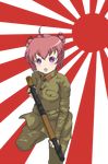  ahoge akaza_akari explosive grenade gun imperial_japanese_army military military_uniform rising_sun solo sunburst uniform weapon yuru_yuri 