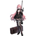  1girl apple arknights black_boots boots charm_(object) detached_wings energy_wings flower flower_in_gun food food_charm fruit full_body gun halo holding holding_gun holding_key holding_weapon iris_yi key lace-up_boots lemuen_(arknights) long_hair looking_at_viewer official_art pink_eyes pink_hair rifle simple_background sniper_rifle solo standing tachi-e thigh_boots third-party_source transparent_background very_long_hair wavy_hair weapon weapon_case white_flower wings 