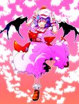 bat bat_wings blue_hair blush double_v heart highres one_eye_closed open_mouth red_eyes remilia_scarlet solo sw touhou v wings 