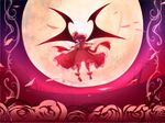  bat_wings blue_hair bonu_(tsunatan) cross dress full_moon hat moon night red_eyes remilia_scarlet solo touhou wings 