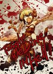  angry blonde_hair blood blood_splatter boots choker detached_sleeves fantasy_earth_zero floating horns ling_(cg_sky) long_hair maid_headdress ponytail scepter solo thighhighs 