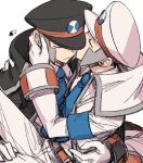  2boys armband belt belt_buckle black_coat black_hat blue_necktie brothers brown_belt buckle closed_eyes closed_mouth coat collared_shirt commentary_request emmet_(pokemon) gloves grey_hair hand_up hat high_collar ingo_(pokemon) korean_commentary male_focus multiple_boys necktie pants peaked_cap pokemon pokemon_bw seku_000 shirt short_hair siblings sideburns white_background white_coat white_gloves white_hat white_pants white_shirt 
