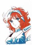  aquila_marin araki_shingo armor beautiful blue_eyes breasts cleavage cloth female knights_of_the_zodiac red_hair redhead saint_seiya smile 