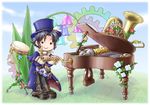  bad_id bad_pixiv_id chibi frederic_chopin fuju grand_piano hat instrument male_focus music_box piano solo tambourine top_hat trusty_bell tuba 