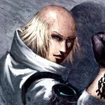  alternate_hairstyle bald blonde_hair faux_traditional_media final_fantasy final_fantasy_xiii gloves hat hat_removed headwear_removed male_focus raypass snow_villiers solo 