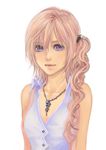  bad_id bad_pixiv_id final_fantasy final_fantasy_xiii jewelry long_hair pendant pink_hair ponytail purple_eyes rinkumarimo serah_farron side_ponytail solo 